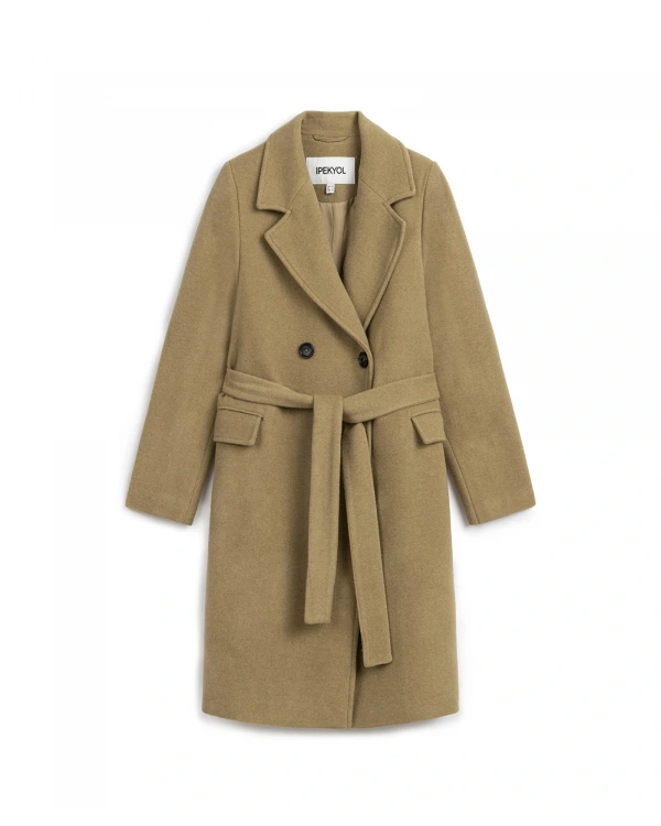 İpekyol Kuşaklı Kadın Kamel Kaşe Kaban IW6250008035