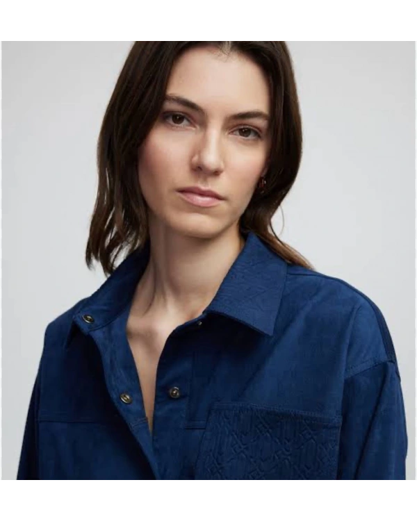 İpekyol Monogram Baskılı Gömlek IS1250025125 Lacivert