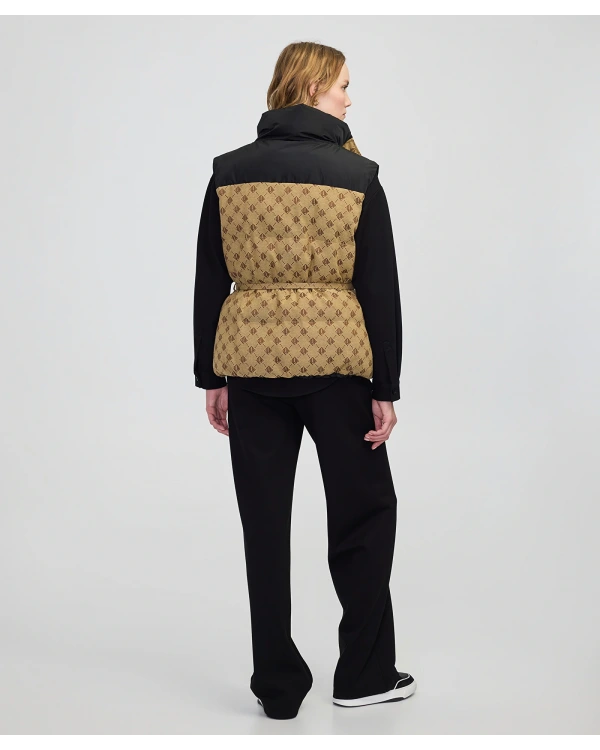 İpekyol Monogram Jakarlı Kadın Kamel Kapitone Yelek IW6250012019