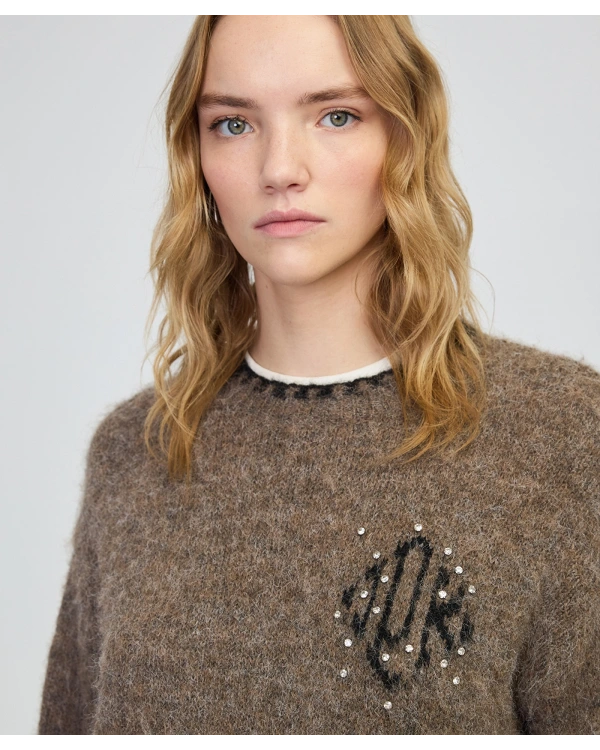 İpekyol Monogram Jakarlı Strass Taş İşlemeli Kazak IW6250050110