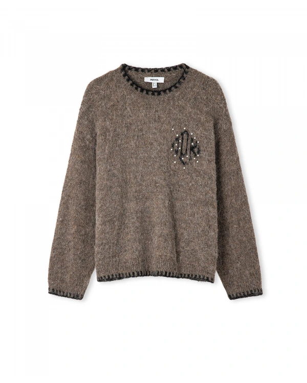 İpekyol Monogram Jakarlı Strass Taş İşlemeli Kazak IW6250050110