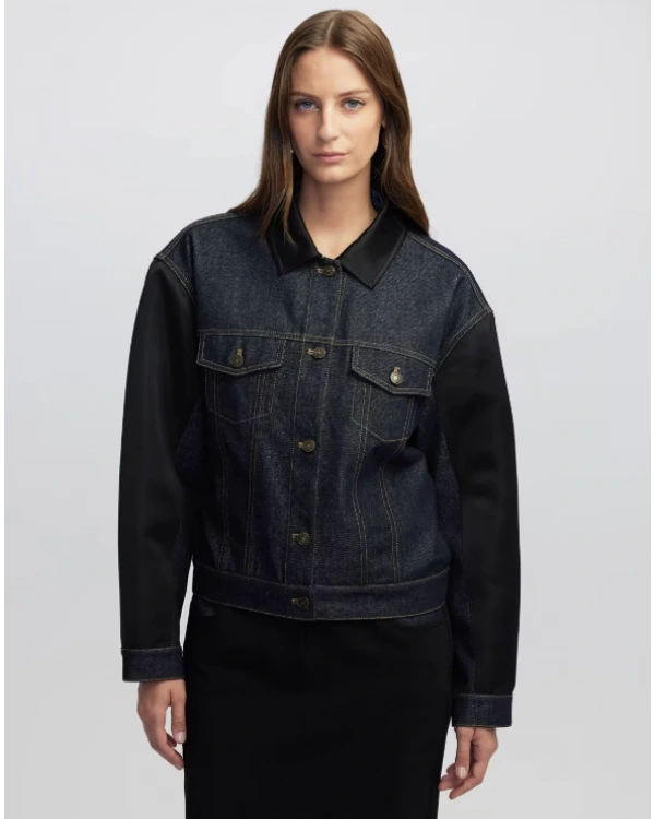 İpekyol Saten Denim Mix Ceket IW6250005044