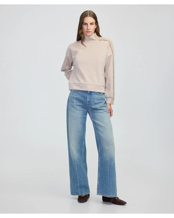 İpekyol Triko Mix Dik Yaka Sweatshirt IW6250091053