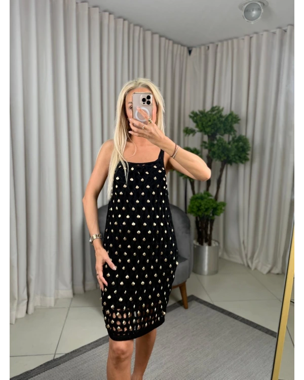 Join Us El İşi İstiridyeli Triko Astarlı Mini Elbise 2025S032