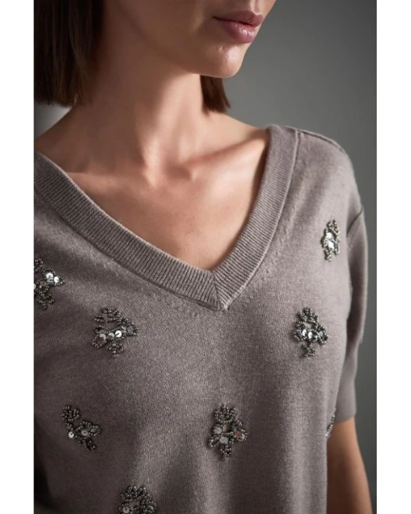 Join Us l Elişi Taş İşlemeli Triko Bluz 2526W163