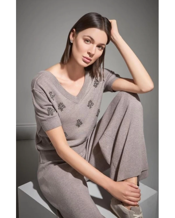 Join Us l Elişi Taş İşlemeli Triko Bluz 2526W163