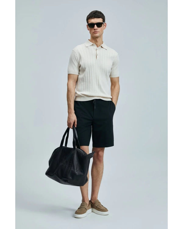 Lufian Erkek Aler Chino Slim Siyah Şort 111210079