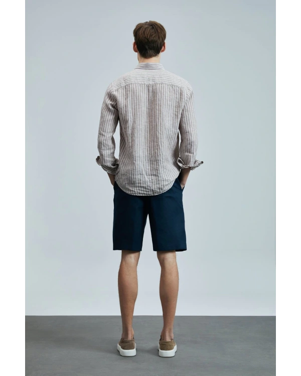 Lufian Erkek Alfred Keten Pamuklu Regular Bej Gömlek 111010632