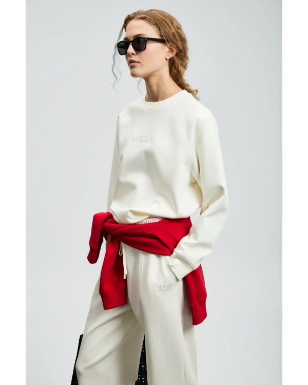 Lufian Alice Kadın Kırık Beyaz Örme Sweatshirt 122030016