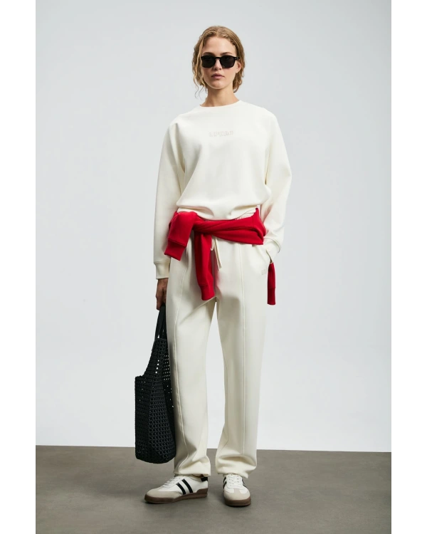 Lufian Alice Kadın Kırık Beyaz Örme Sweatshirt 122030016