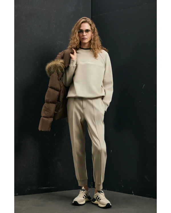 Lufian Angelina Kadın Bej Örme Sweatshirt 122030019