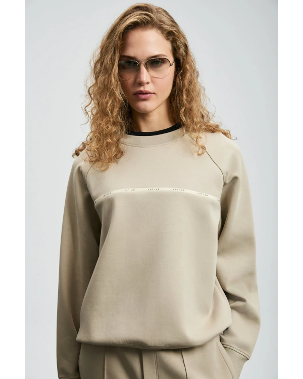 Lufian Angelina Kadın Bej Örme Sweatshirt 122030019