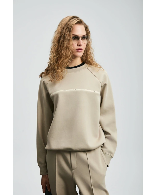 Lufian Angelina Kadın Bej Örme Sweatshirt 122030019