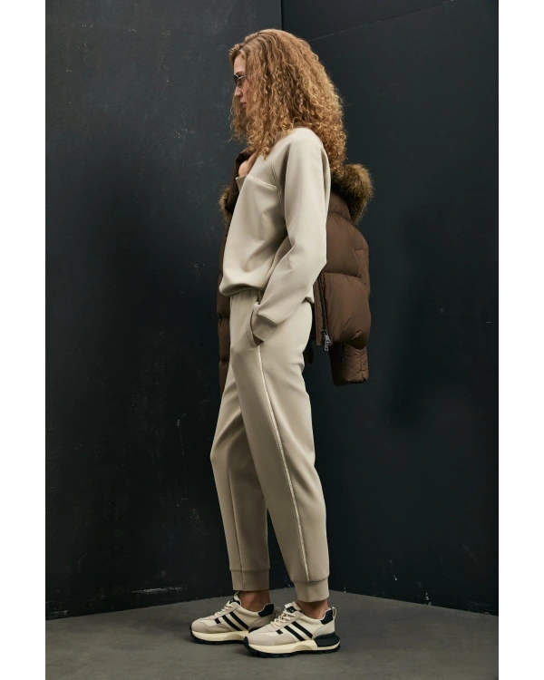 Lufian Angelina Kadın Bej Örme Sweatshirt 122030019