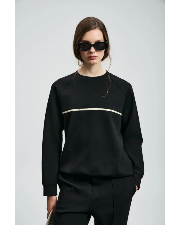 Lufian Angelina Kadın Siyah Örme Sweatshirt 122030019