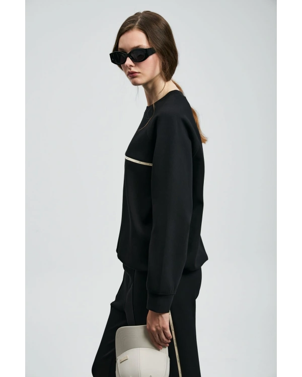 Lufian Angelina Kadın Siyah Örme Sweatshirt 122030019