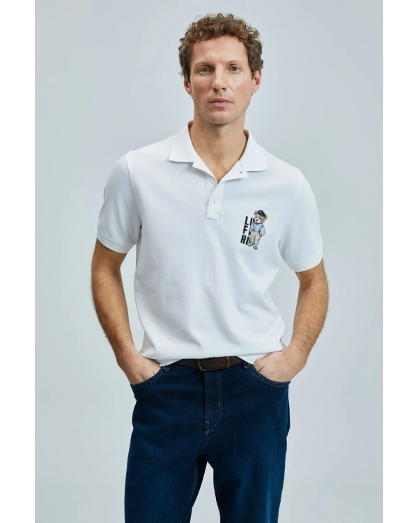 Lufian Best Erkek Beyaz Polo Yaka T-Shirt 111040220