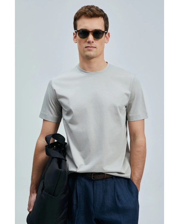 Lufian Erkek Bran Modern Grafik Bej T-Shirt IS111020262