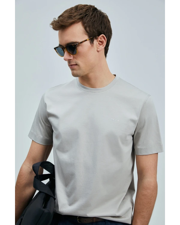 Lufian Erkek Bran Modern Grafik Bej T-Shirt IS111020262