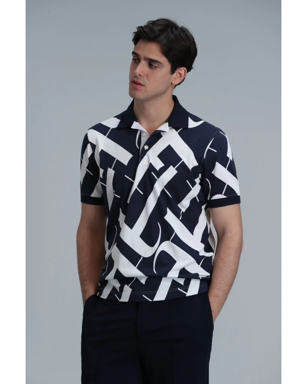 Lufian Erkek Cara Polo Yaka Lacivert T-Shirt 111040180