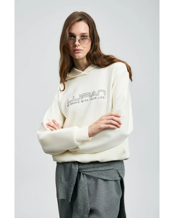 Lufian Cassa Kadın Kırık Beyaz Örme Sweatshirt 122030023