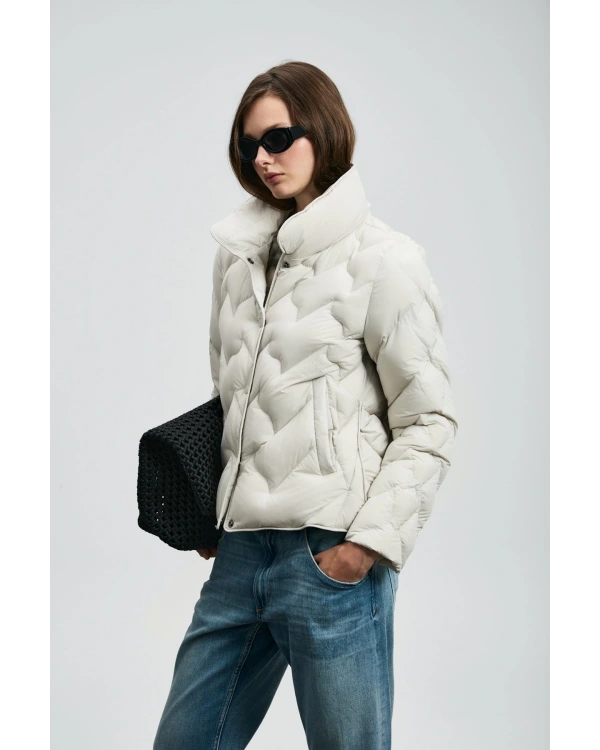 Lufian Desert Kaz Tüy Kadın Ekru Mont 122120043