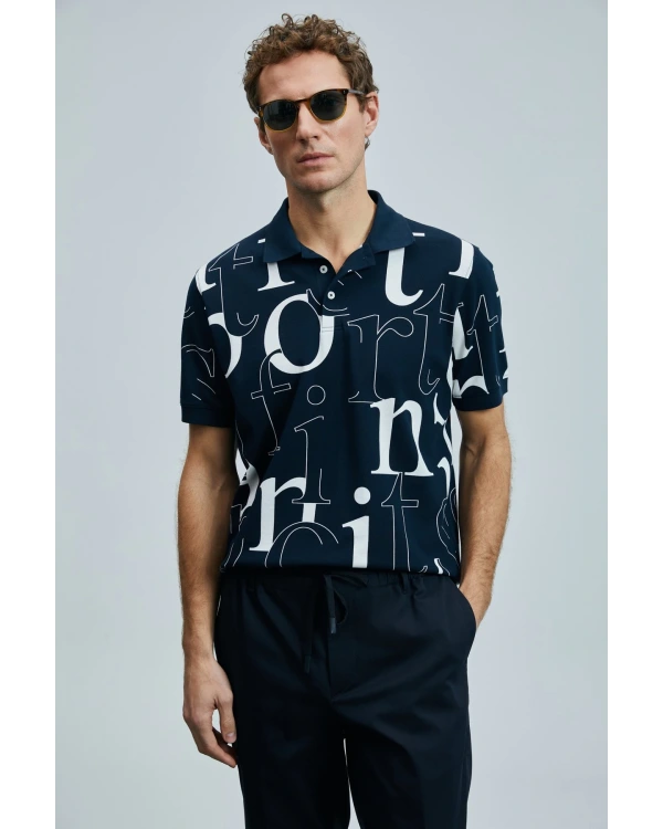 Lufian Erkek Diamond Smart Polo Lacivert T-Shirt 111040219