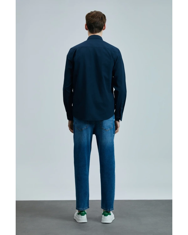 Lufian Erkek Ellery Basic Regular Lacivert Gömlek 111010637