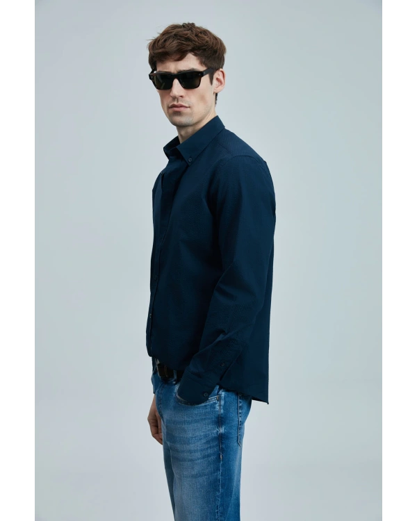 Lufian Erkek Ellery Basic Regular Lacivert Gömlek 111010637