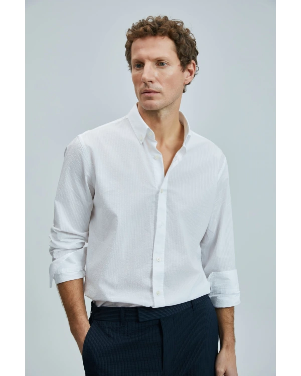 Lufian Erkek Ellery Basic Regular Beyaz Gömlek 111010637