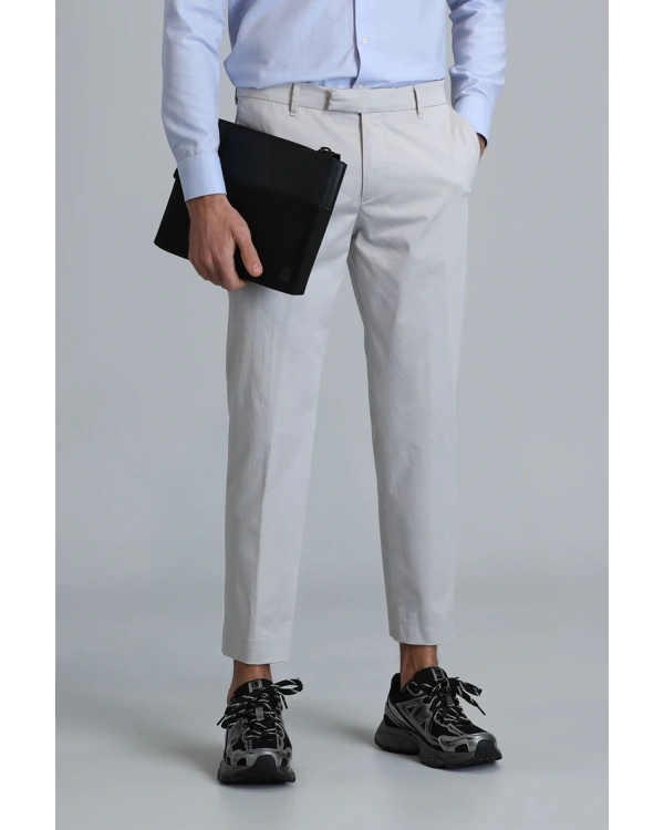 Lufian Erkek Plus Smart Chino Slim Fit Taş Renk Pantolon 111190312