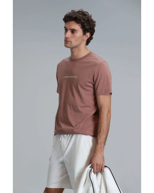Lufian Erkek Tarçın Renk Modern Grafik T-Shirt 111020190