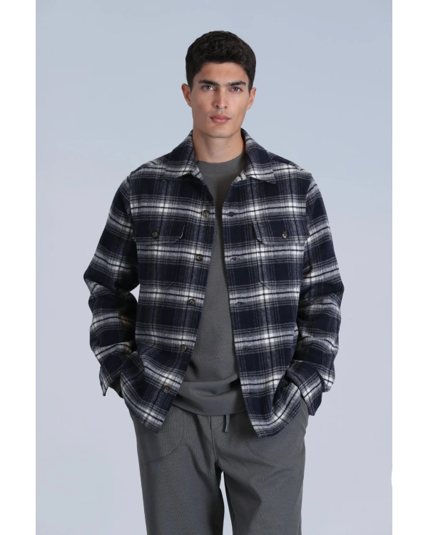 Lufian Fera Erkek Lacivert Basic Slim Fit Gömlek 112010660