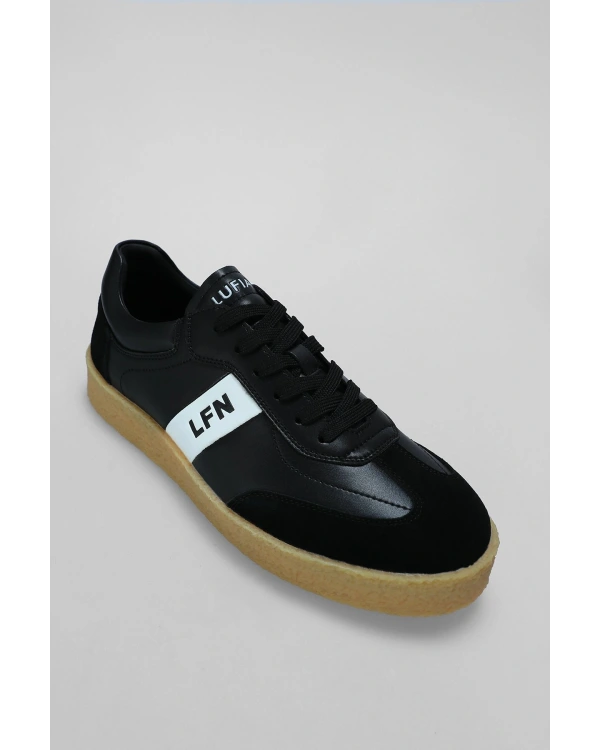 Lufian Jonat Erkek Siyah Deri Sneaker Ayakkabı 112230208