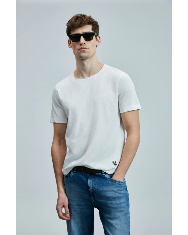 Lufian Erkek Junya Basic Kırık Beyaz T-Shirt 111020259