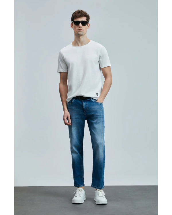 Lufian Junya Erkek Basic Kırık Beyaz T-Shirt 111020259