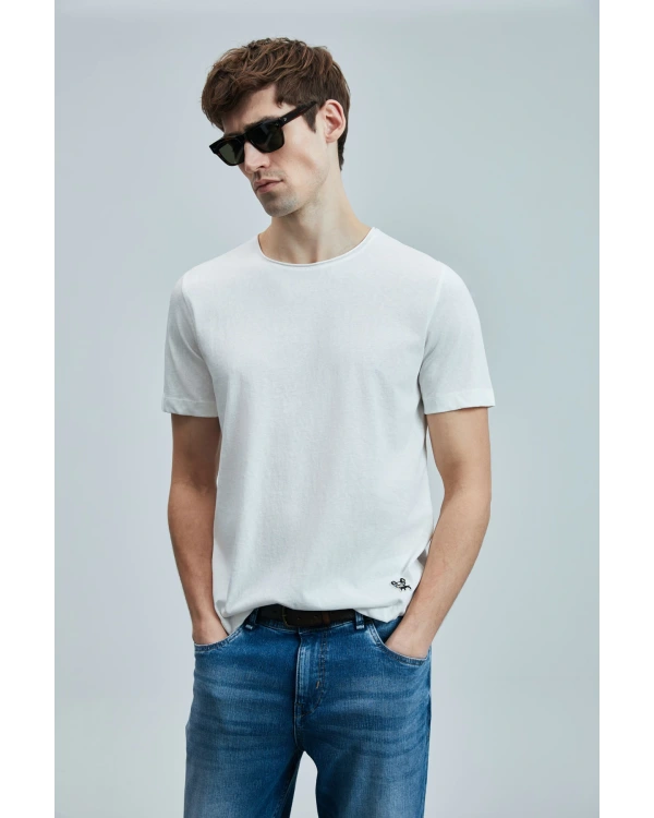 Lufian Junya Erkek Basic Kırık Beyaz T-Shirt 111020259