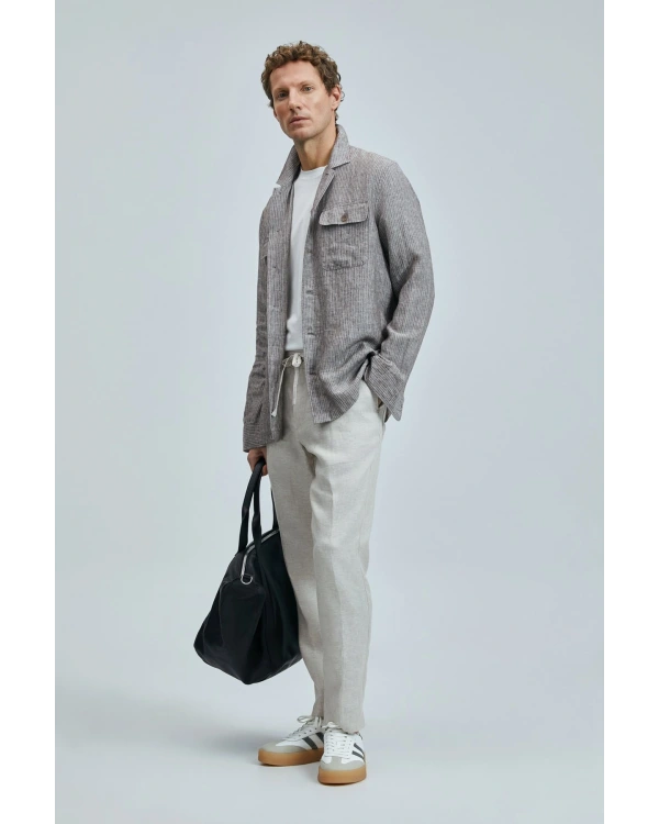 Lufian Karl Chino Erkek Bej Keten Pantolon 111190354