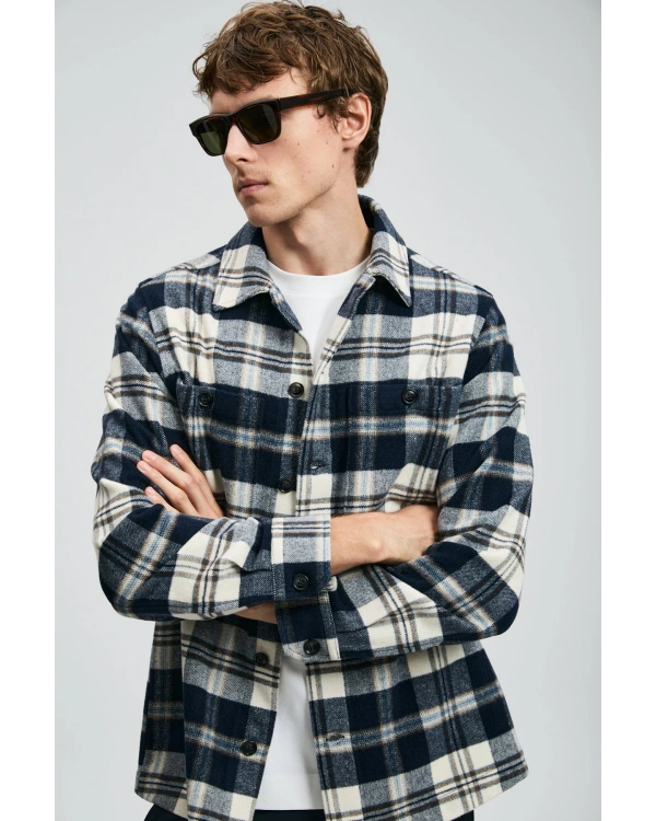 Lufian Kor Erkek Lacivert Basic Regular Fit Gömlek 112010681