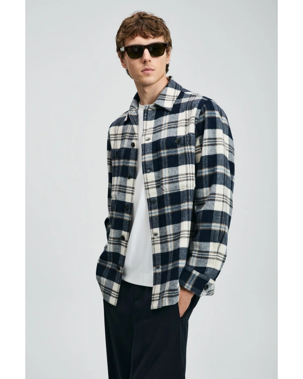 Lufian Kor Erkek Lacivert Basic Regular Fit Gömlek 112010681