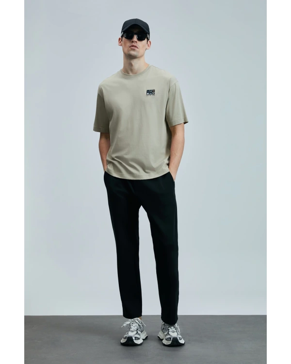 Lufian Erkek Mask Modern Grafik Bej T-Shirt 111020248