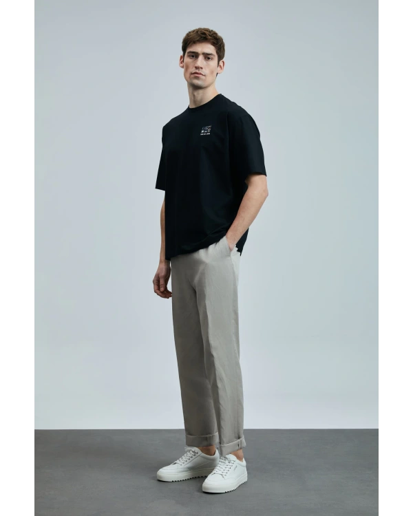 Lufian Erkek Mask Modern Grafik Siyah T-Shirt 111020248