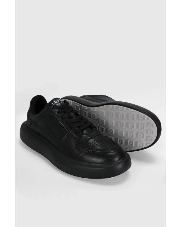 Lufian Mateas Erkek Siyah Deri Sneaker 112230251