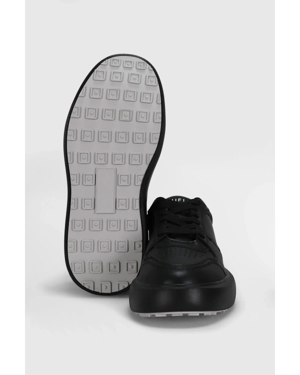 Lufian Mateas Erkek Siyah Deri Sneaker 112230251