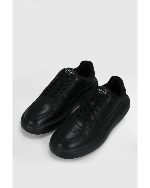 Lufian Mateas Erkek Siyah Deri Sneaker 112230251