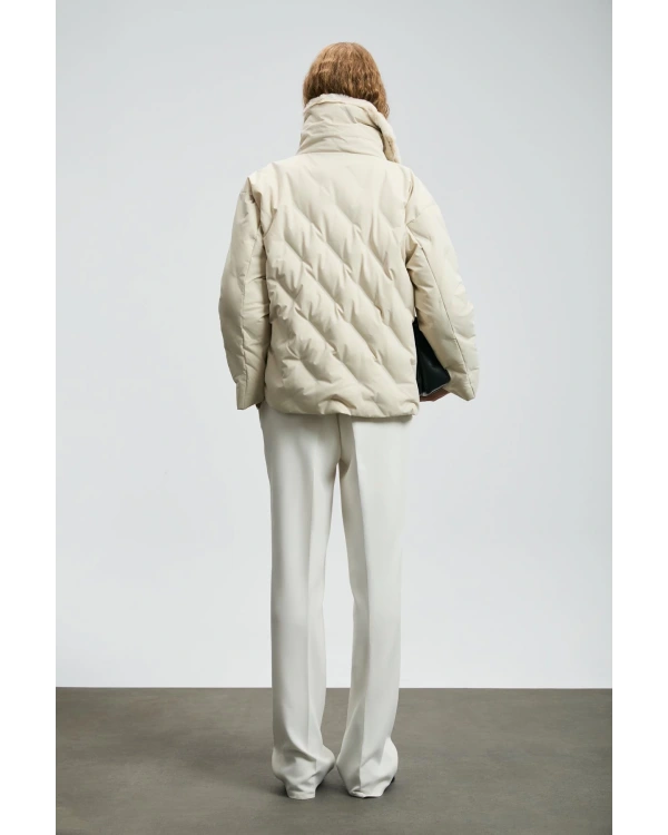 Lufian Monica Kaz Tüyü Kadın Ekru Renk Mont 122120047