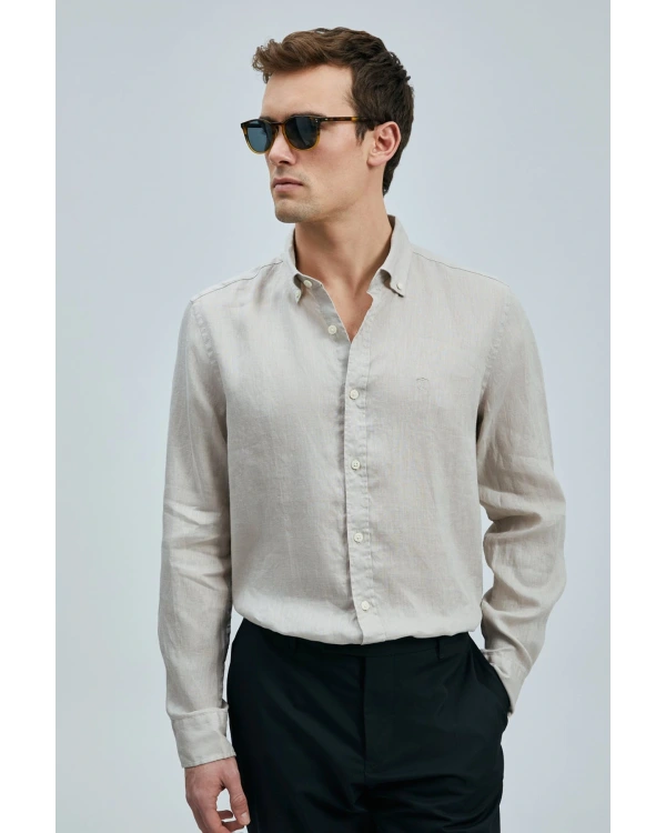 Lufian Pitaya Erkek Bej Keten Gömlek 111010630