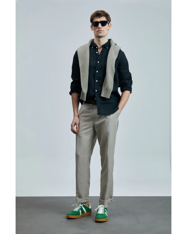 Lufian Pitaya Erkek Keten Siyah Gömlek 111010630