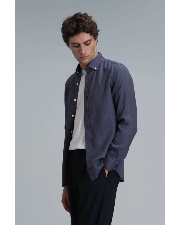 Lufian Pitaya Erkek Keten Antrasit Gömlek 111010630