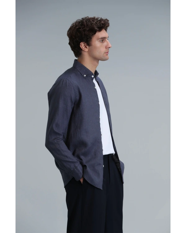 Lufian Pitaya Erkek Keten Antrasit Gömlek 111010630